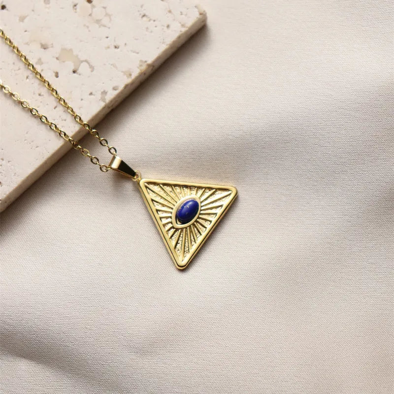 Radiant Azure Triangle Necklace
