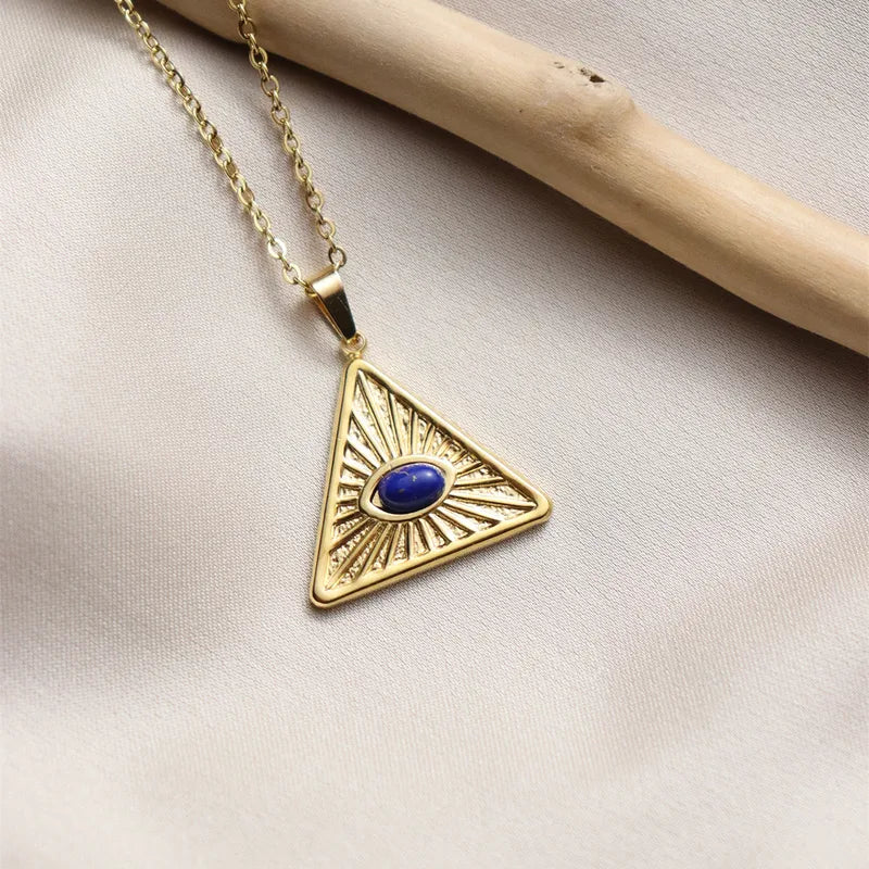 Radiant Azure Triangle Necklace