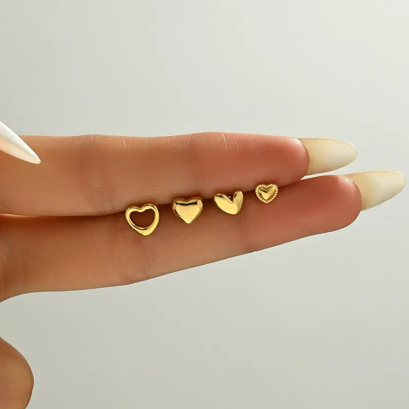 Golden Heart Quartet Stud Set (4 pairs)