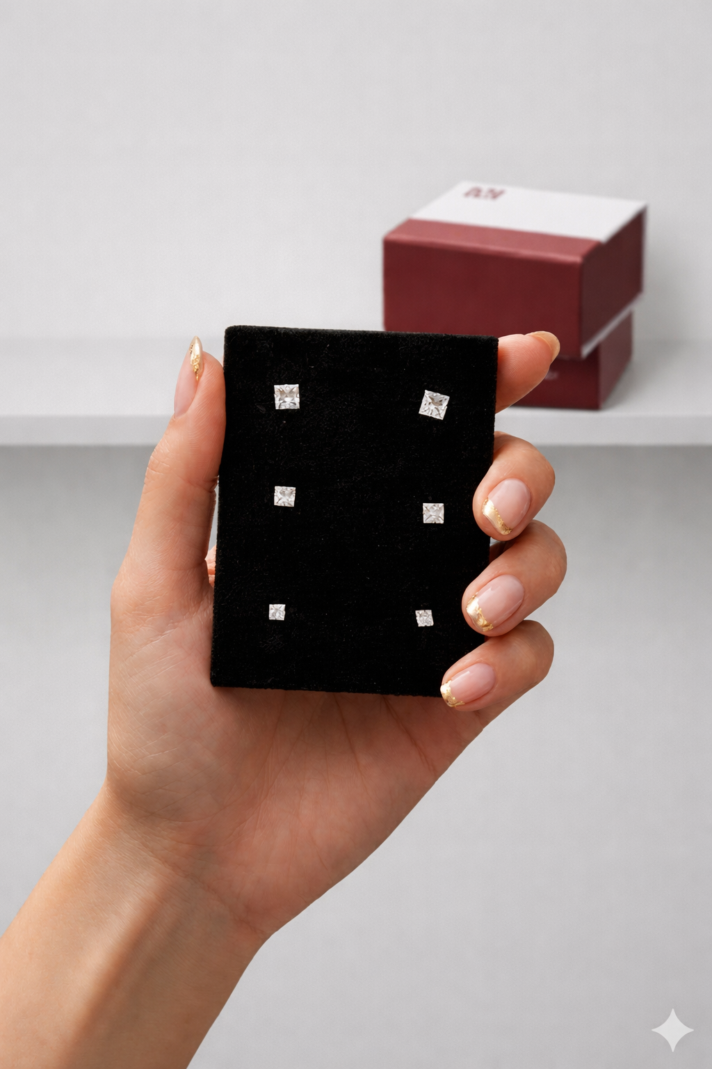 Princess Cut Stud Earrings (3 pairs)